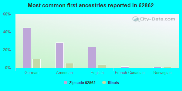Most common first ancestries reported in 62862