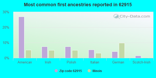 Most common first ancestries reported in 62915