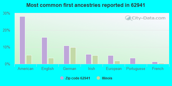 Most common first ancestries reported in 62941