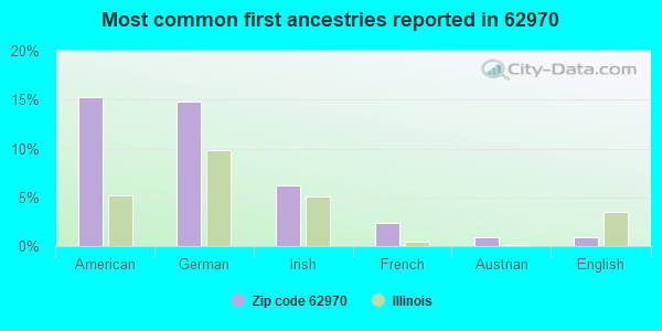 Most common first ancestries reported in 62970