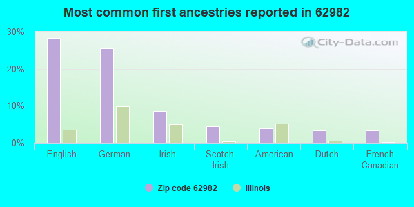 Most common first ancestries reported in 62982