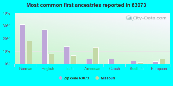 Most common first ancestries reported in 63073