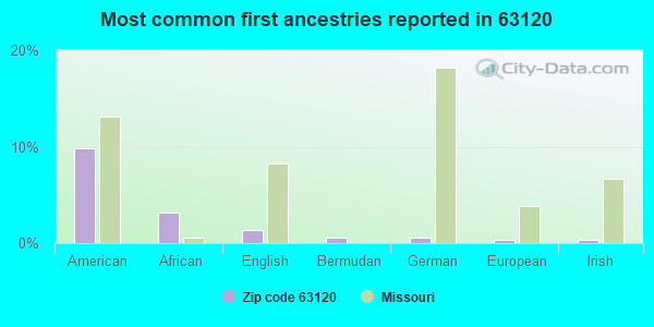 Most common first ancestries reported in 63120