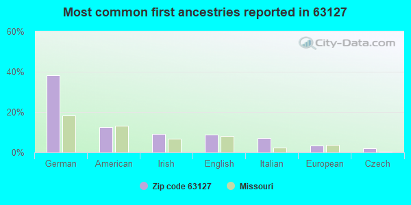 Most common first ancestries reported in 63127