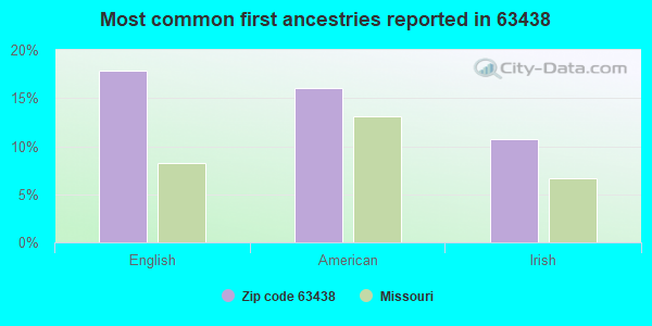 Most common first ancestries reported in 63438