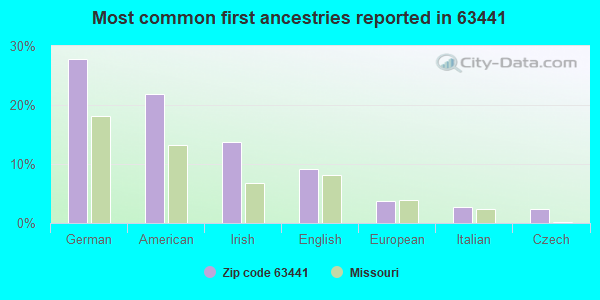 Most common first ancestries reported in 63441
