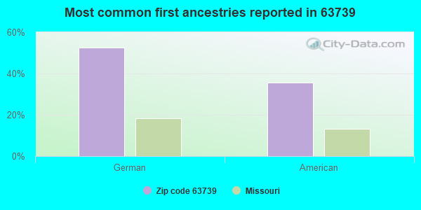 Most common first ancestries reported in 63739