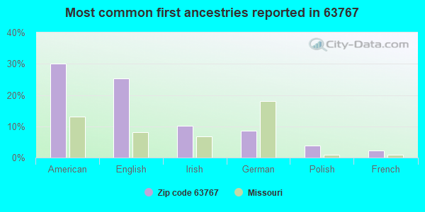 Most common first ancestries reported in 63767