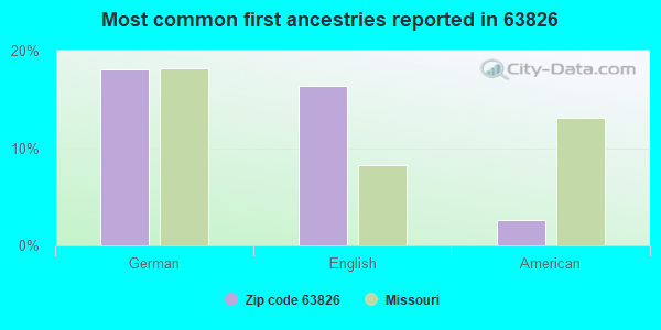 Most common first ancestries reported in 63826
