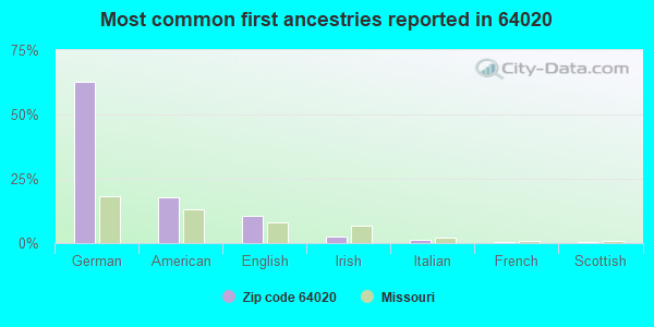 Most common first ancestries reported in 64020