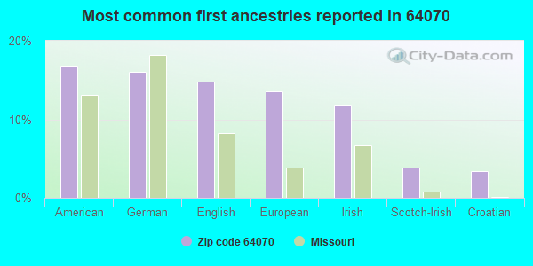Most common first ancestries reported in 64070