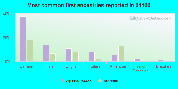 Most common first ancestries reported in 64466
