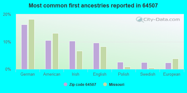 Most common first ancestries reported in 64507