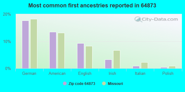 Most common first ancestries reported in 64873