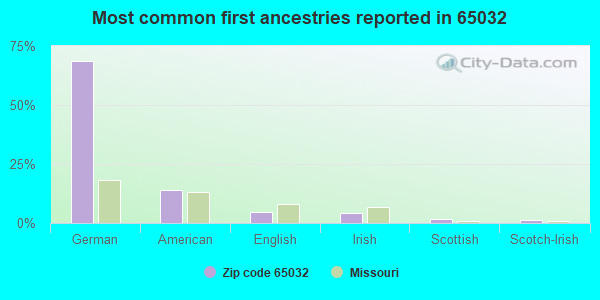 Most common first ancestries reported in 65032
