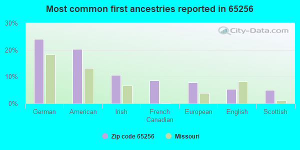 Most common first ancestries reported in 65256