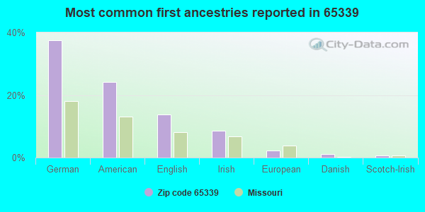 Most common first ancestries reported in 65339