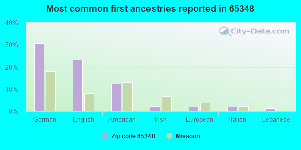 Most common first ancestries reported in 65348