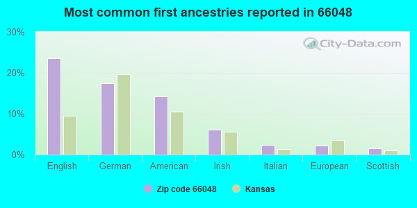 Most common first ancestries reported in 66048