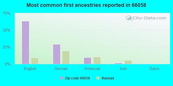 Most common first ancestries reported in 66058