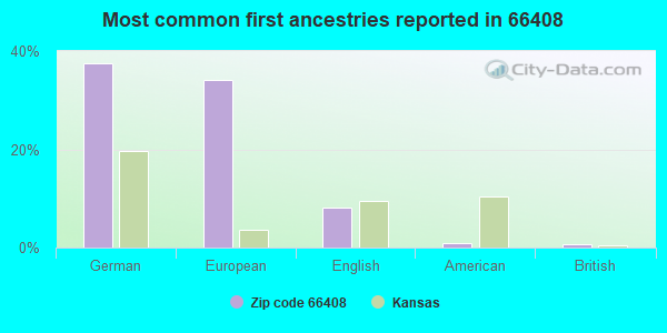 Most common first ancestries reported in 66408