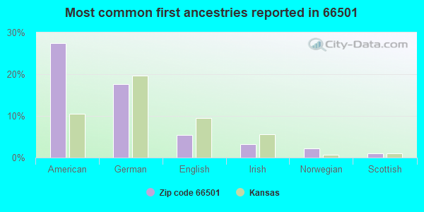 Most common first ancestries reported in 66501