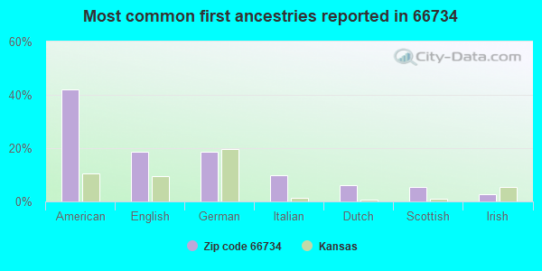 Most common first ancestries reported in 66734