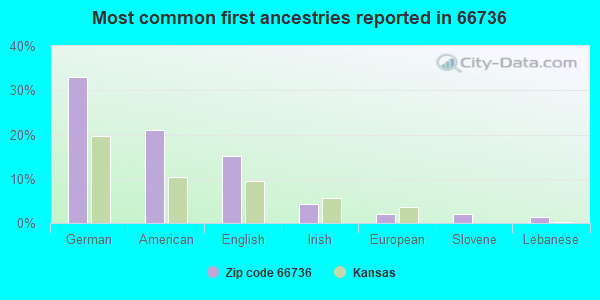 Most common first ancestries reported in 66736