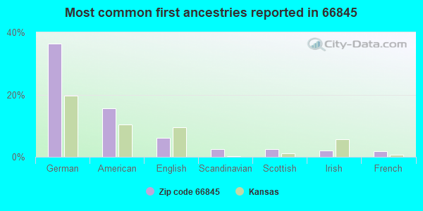 Most common first ancestries reported in 66845