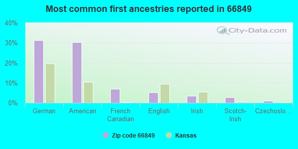 Most common first ancestries reported in 66849