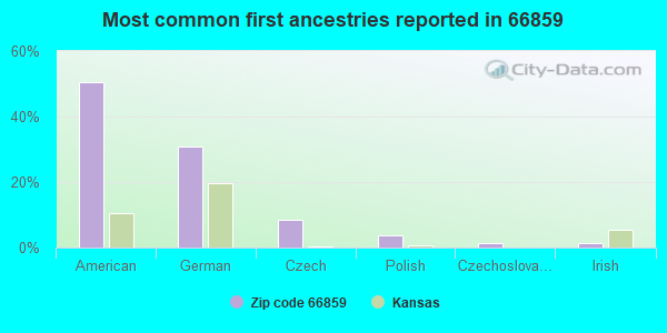 Most common first ancestries reported in 66859