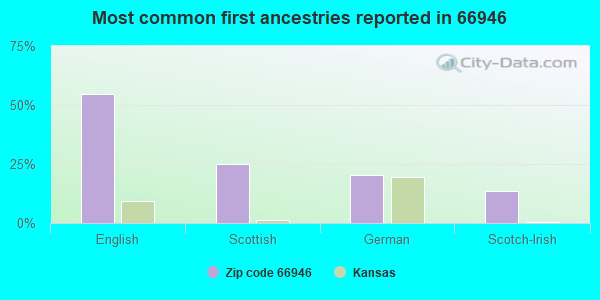 Most common first ancestries reported in 66946