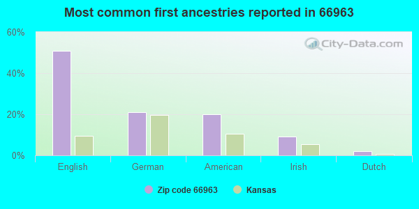 Most common first ancestries reported in 66963