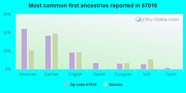 Most common first ancestries reported in 67016