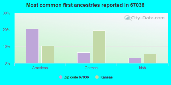 Most common first ancestries reported in 67036