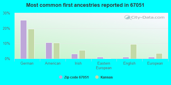 Most common first ancestries reported in 67051