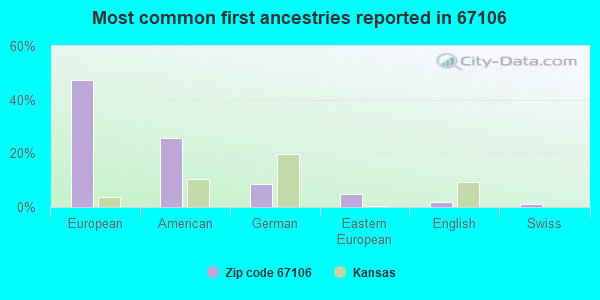 Most common first ancestries reported in 67106