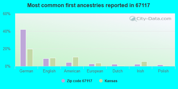 Most common first ancestries reported in 67117