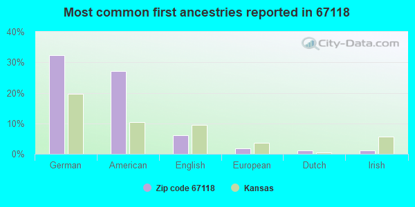 Most common first ancestries reported in 67118