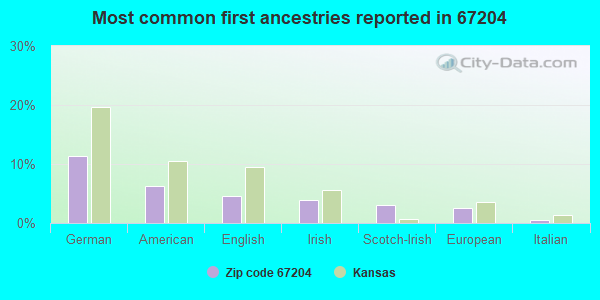 Most common first ancestries reported in 67204