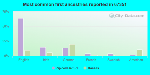 Most common first ancestries reported in 67351