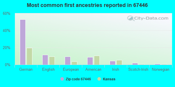 Most common first ancestries reported in 67446
