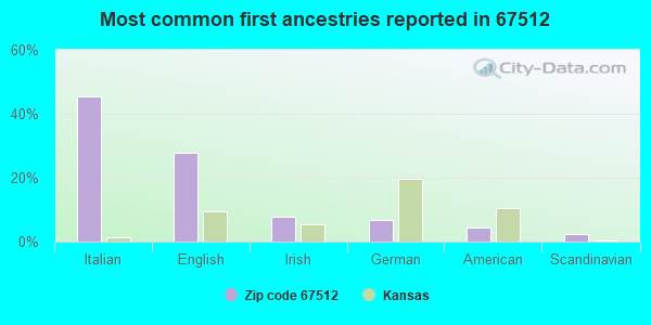 Most common first ancestries reported in 67512