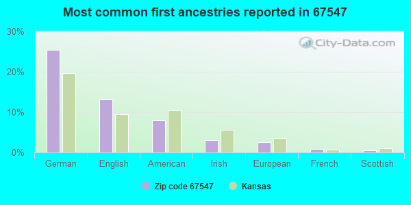 Most common first ancestries reported in 67547
