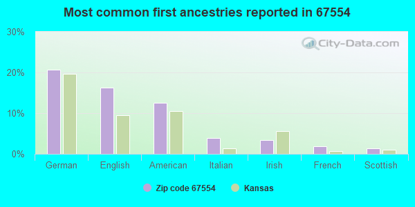 Most common first ancestries reported in 67554