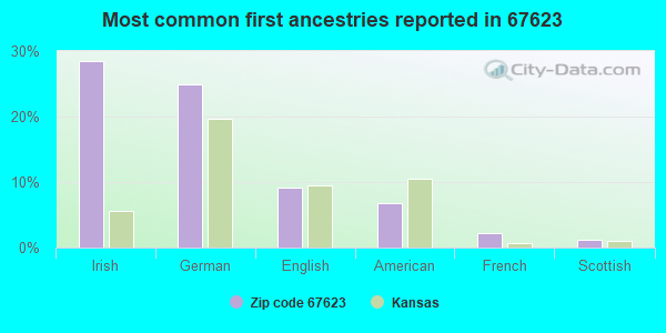 Most common first ancestries reported in 67623