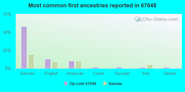 Most common first ancestries reported in 67648