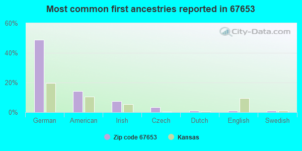 Most common first ancestries reported in 67653