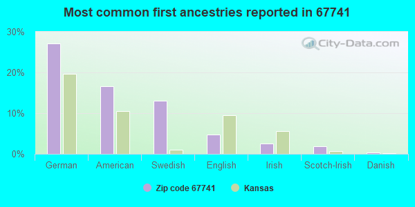 Most common first ancestries reported in 67741