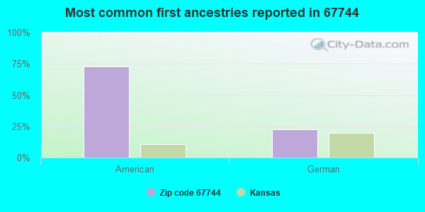 Most common first ancestries reported in 67744